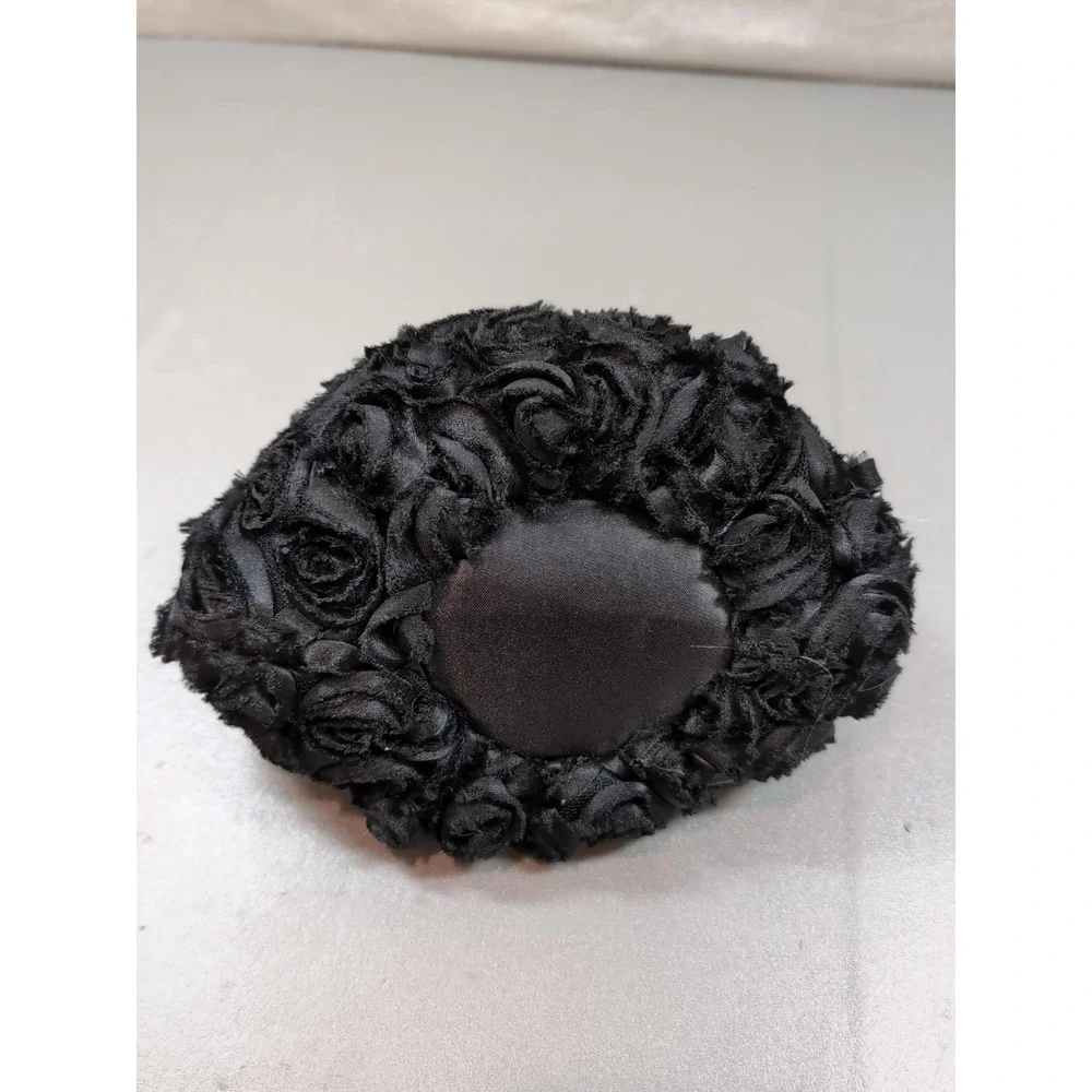 Black Rosette Evening Clutch Purse Floral Rhinestone Wedding Prom Formal Bag